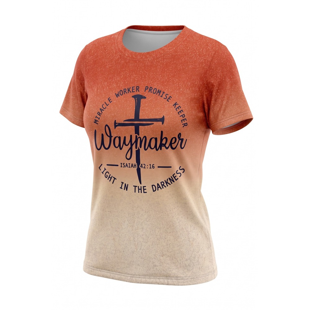 Waymaker Christian T-Shirt Orange Ombre Isaiah‎ 42:16 Graphic Tee XXL